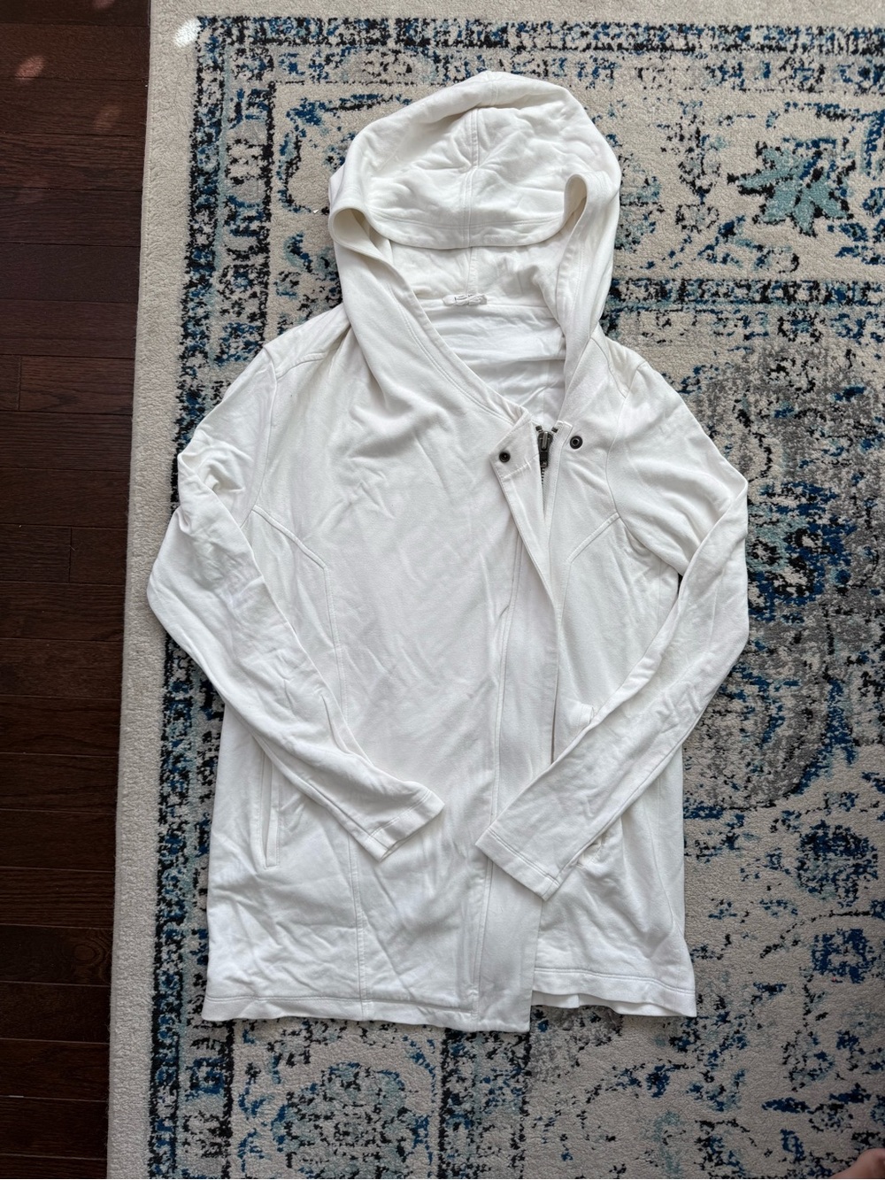 Helmut Lang White Hooded Zip-Front Sweatshirt